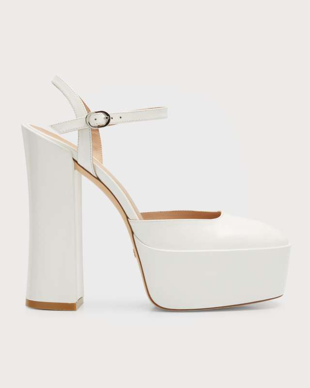 Skyhigh Calfskin Ankle-Strap Platform Pumps